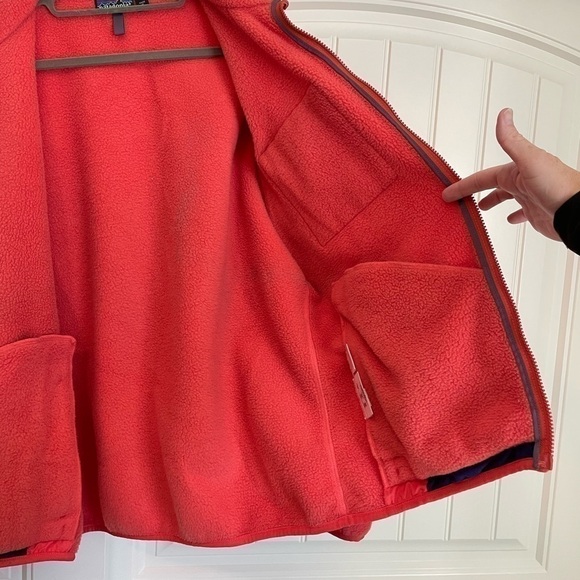 Vintage 1991 Patagonia fleece zip up jacket red/pink made in USA size large - Picture 9 of 12